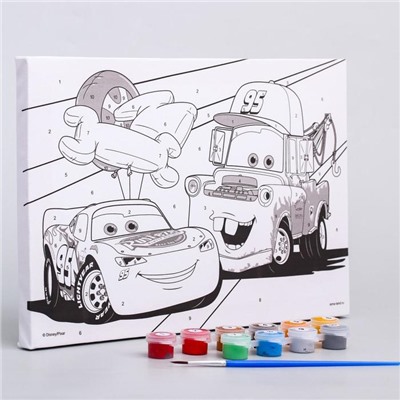 Картина по номерам для детей «Молния Маккуин и Мэтр» 20×30 см, Тачки