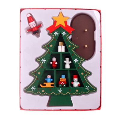 УЦЕНКА Новогодний сувенир «Ёлка с ячейками под подарки» 14.5×19.5 см, зелёный