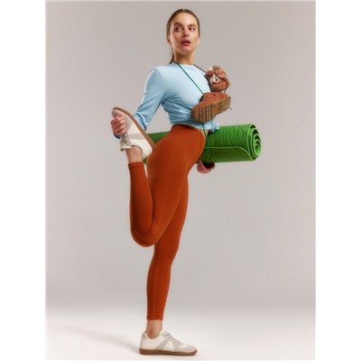 Легинсы спортивные женские MINAKU: SPORTLY, коричневые, размер 46-48