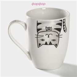 Кружка Доляна «Кис-кис-мяу», 350 мл, фарфор, белая