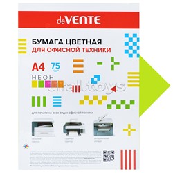 Бумага цветная для офисной техники A4 20 л, 75 г/м², неон зеленый, в пластиковом пакете
