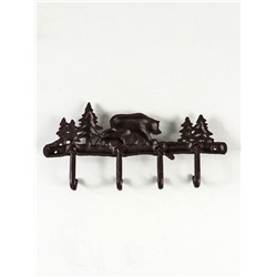 Настенные крючки декоративные «Медведь с медвежонком в лесу», чугун, 14.5×33×2.5 см