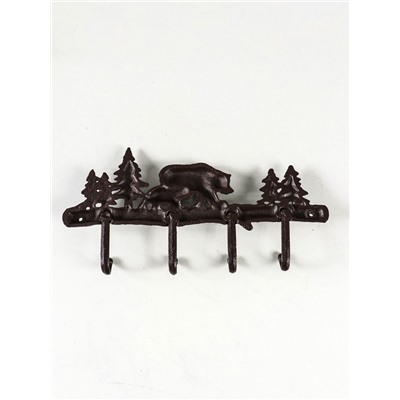 Настенные крючки декоративные «Медведь с медвежонком в лесу», чугун, 14.5×33×2.5 см