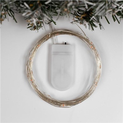 Гирлянда «Нить» 5 м роса, IP20, серебристая нить, 50 LED, батарейки CR2032×2 (в комплекте), свечение красное