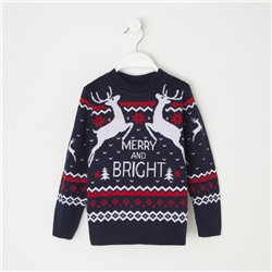 Свитер вязаный новогодний детский KAFTAN Family look, размер 32 (110-116 см), синий