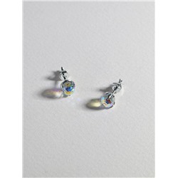 Серьги-пусеты из серебра с кристаллами Swarovski Северное сияние родированные 925 пробы 0057с-001AB