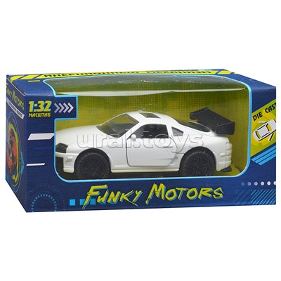 Белая инерционная машинка Олдскул со спойлером, die-cast, 1:32, открывающиеся двери