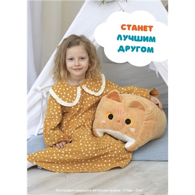 Мягкая игрушка кот-кирпичик кото куб глазастый квадратный котик, рыжий 40 см
