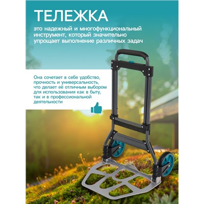 Тележка ручная хозяйственная, двухколёсная, нагрузка до 100 кг, складная, грузовая, Greengo