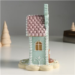 Фигурка полистоун «Пряничный домик голубой с розовой крышей», 13×13×20 см