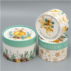 Набор новогодних подарочных коробок 3 в 1 «С Новым годом», 16×10, 14×9, 13×8.5 см