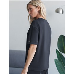 Футболка с принтом свободная эластичная из премиального хлопка