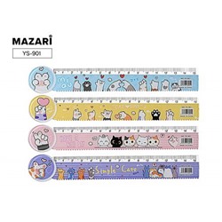 Линейка пластиковая 15 см "ЛАПКИ"  YS-901 Mazari