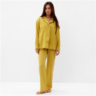 Пижама женская (рубашка, брюки) KAFTAN Basic, размер 40-42, охра