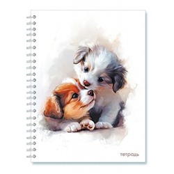 Тетрадь  96л клетка на спирали "Милые щенки" С0262-123 АппликА