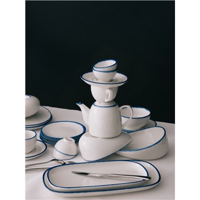 Салатник Magistro Blue Lagoon, 550 мл, 18.1×14.2 см, фарфор, белый