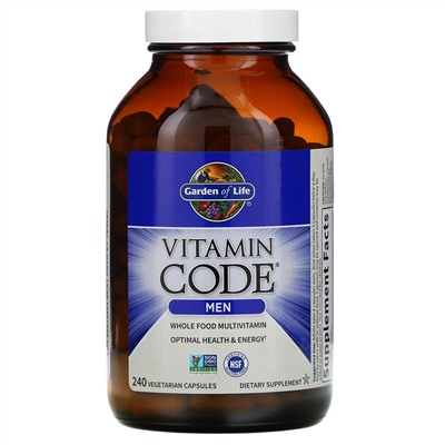 Garden of Life, Vitamin Code, мультивитамины из цельных продуктов для мужчин, 240 вегетарианских капсул
