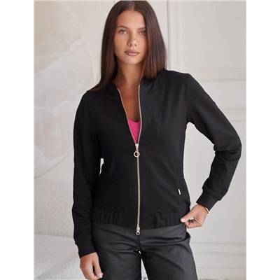 Бомбер среднего объема на молнии с карманами из эластичного футера двухнитки