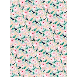 Упаковочная бумага глянц. 70*100см,  "Floral mood", 80 г/м2, ассорти, 5 дизайнов