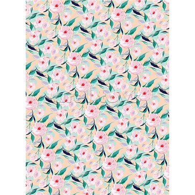 Упаковочная бумага глянц. 70*100см,  "Floral mood", 80 г/м2, ассорти, 5 дизайнов