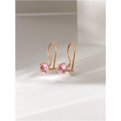 Серьги детские из золочёного серебра с фианитами 925 пробы 166з розовый