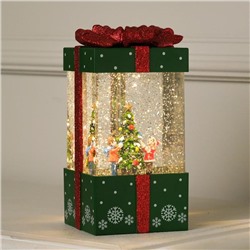 Светодиодная фигура «Подарок зелёный» 10×19×10 см, пластик, батарейки ААх3 (не в комплекте), USB, свечение тёплое белое