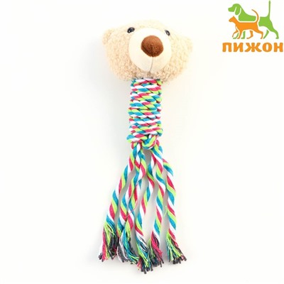 Игрушка с погремушкой мягкая для собак «Медведь» белый, 24 см