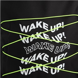 Рюкзак школьный текстильный со шнуровкой WAKE UP, 38×29×11 см, чёрный