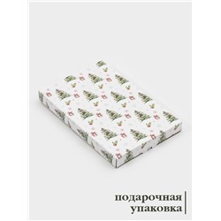 Блюдо новогоднее сервировочное Доляна «Рождественская ель», 25×15 см, стекло, белое, зелёное