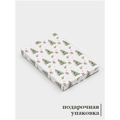 Блюдо новогоднее сервировочное Доляна «Рождественская ель», 25×15 см, стекло, белое, зелёное