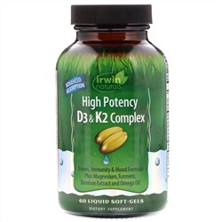 Irwin Naturals, Высокоэффективный комплекс D3 и K2, 60 мягких таблеток с жидкостью