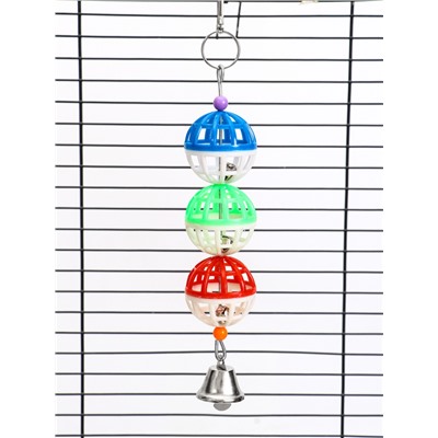 Игрушка для птиц «Дискотека», 20×4 см, с 3 шариками, цвет МИКС