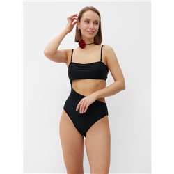 Купальник женский слитный с вырезом на животе MINAKU, размер 46, чёрный