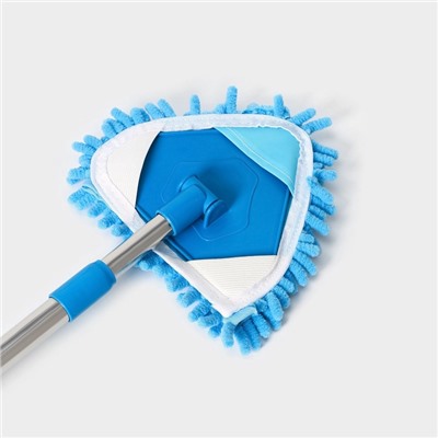 Щётка для окон Доляна, телескопическая ручка 54(86) см, поворотная головка, насадка из микрофибры 14×16 см, синяя