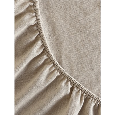 Простыня на резинке 1.5-спальная SL Home Linen collection, 140×200+30 см, бежевая, полулён