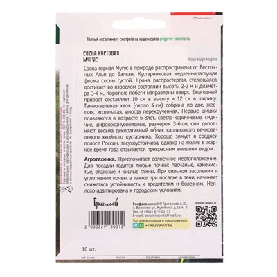 Семена Сосна Мугус кустовая 10 шт. 12.29 г.