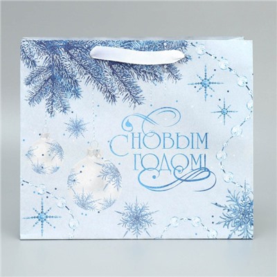 Пакет подарочный новогодний крафтовый «Нежность Нового года», ML 27×23×11.5 см