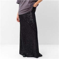 Юбка макси из пайеток женская MIST, размер 42, чёрная