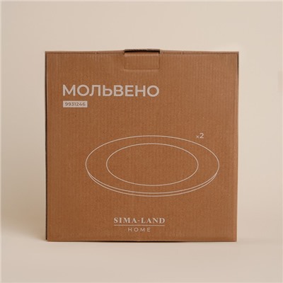 Тарелки SL Home «Мольвено», d=21.4 см, фарфор, набор 2 шт., зелёные