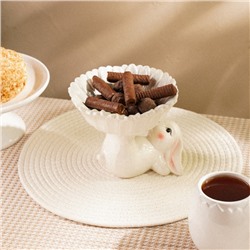 Конфетница SL Home «Лесные кролики», 19×17.5×15 см, керамика, белая