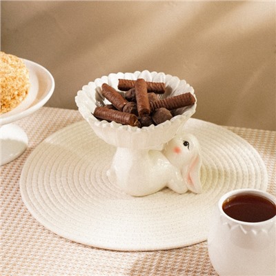 Конфетница SL Home «Лесные кролики», 19×17.5×15 см, керамика, белая