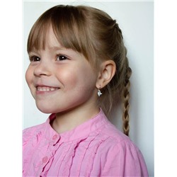 Серьги детские из серебра с эмалью родированные - Кошки 925 пробы 5061эр2