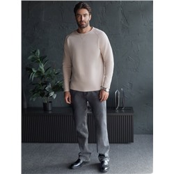 Джемпер базовый из мягкого фактурного трикотажа с круглым воротом