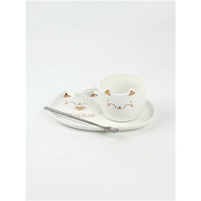 Чайная пара «Улыбайся»: кружка 200 мл, блюдце 18×11 см, ложка