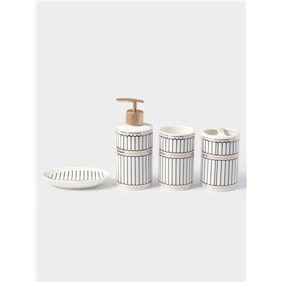 Набор аксессуаров для ванной комнаты «Греция», 4 предмета, мыльница, дозатор 350 мл, два стакана, серый