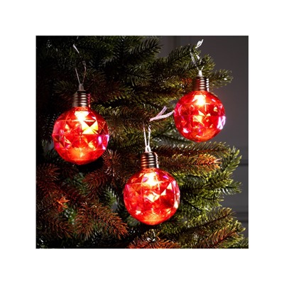 Набор ёлочных шаров «Яркие переливы», 3 шт., d=7 см, 3 LED, от батареек AG13×9, свечение тёплое белое