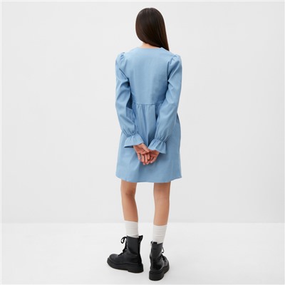 Платье мини женское джинсовое с воротником MIST, размер 42, светло-голубое