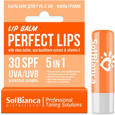 SolBianca Бальзам для губ Perfect Lips с UV-фильтрами 5 в 1, SPF 30