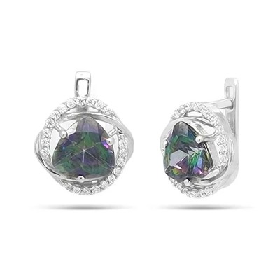 Серьги из серебра мистик кварц, Борей