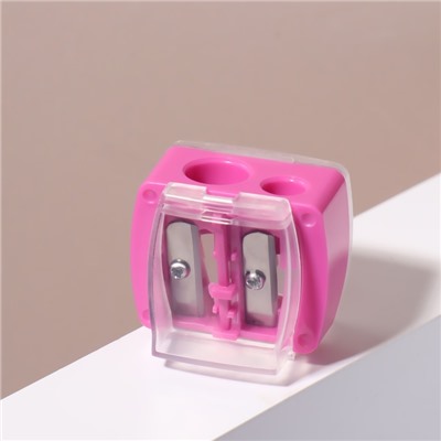 Точилка косметическая, с двойной крышкой, двойная, МИКС